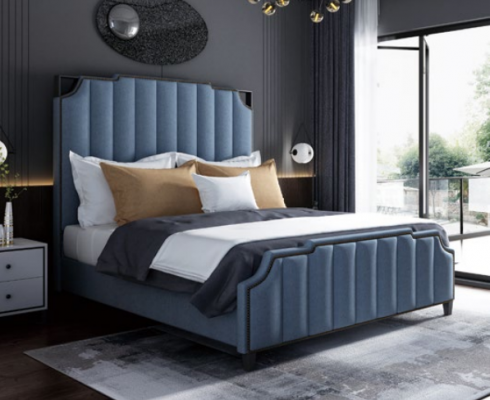 Luxus Schlafzimmer Doppelbett Bett 150/180x200cm Leder Metall Neu Hotel