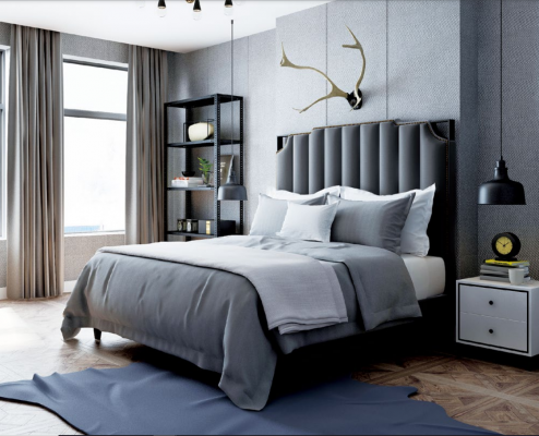 Luxus Schlafzimmer Doppelbett Bett 150/180x200cm Leder Metall Neu Hotel