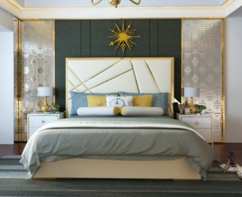 Designer Doppelbett Bett Hotel Deko Luxus Schlafzimmer 180/200x200cm Leder