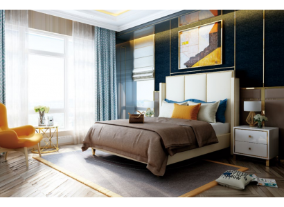 Doppelbett Betten Designer Bett Leder Polster Schlafzimmer Ehe Neu