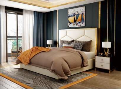 Bett Deko Polster Design Luxus Doppel Hotel Betten Schlaf Zimmer Leder