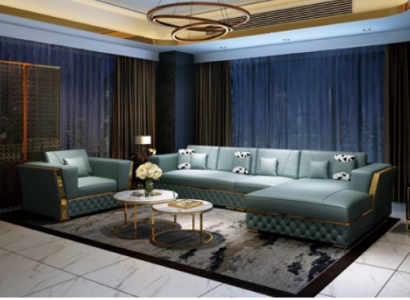 Wohnlandschaft Ecksofa L-Form Sessel Set Deko Garnitur Modern Sofa Leder