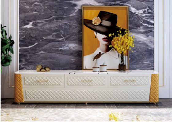 Sideboard TV Lowboard RTV XL Schrank Couchtisch Marmor Imitation 2tlg