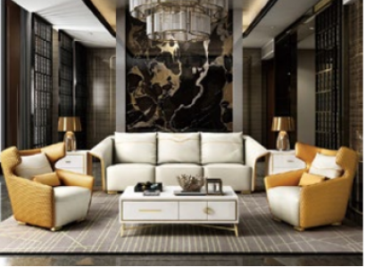 Luxus Möbel Sofagarnitur Couch Sofa Polster 3+1+1 Couchen Gelbe Designer