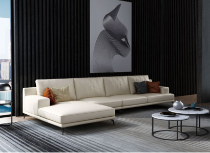 Moderne Sofa Eckgarnitur L Form Polster Sitz Ecke Couch + Hocker Italien