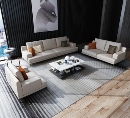 Moderne Weiße Ledergarnitur 3+2 Sitzer Wohnzimmer Exklusive Couchen 2tlg.