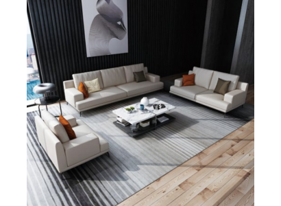 Moderne Weiße Ledergarnitur 3+2 Sitzer Wohnzimmer Exklusive Couchen 2tlg.