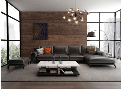 Garnitur Sofa Designer Couch Ecksofa mit Hocker Polster Wohnlandschaft