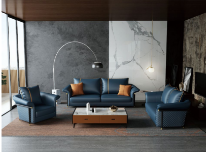 Leder Polster Komplett Set Sofagarnitur 321 Sitzer Design Wohnlandschaft