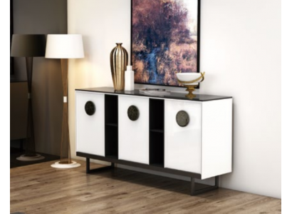 Designer Kommode Anrichte Schrank Regal Metall Luxus Wohn Zimmer