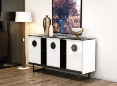 Designer Kommode Anrichte Schrank Regal Metall Luxus Wohn Zimmer