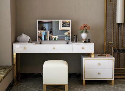 Schminktisch Spiegel Hocker Komplett Set Kommode Schlafzimmer Neu 3tlg.