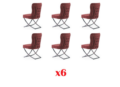 EssZimmer 6 Stühle Edelstahl Design Möbel Polsterstuhl italienischer Stil