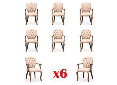 Design Chesterfield Stühle Hotel Garnitur Textil Polster Gruppe 6x Set