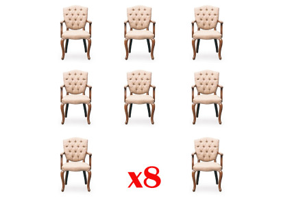 Design Luxus Lackierte Stuhl Set Garnitur 8x Sitz Gruppe Braun Neu