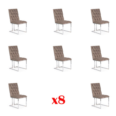 Set 8 Sessel Stuhl Designer Holz Textil Polster Stühle Esszimmer