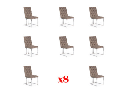 Set 8 Sessel Stuhl Designer Holz Textil Polster Stühle Esszimmer