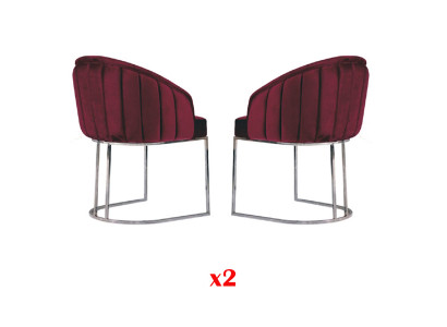 Designer Metall Stoff Polster Stühle Gastro Esszimmer Modern 2x Sessel