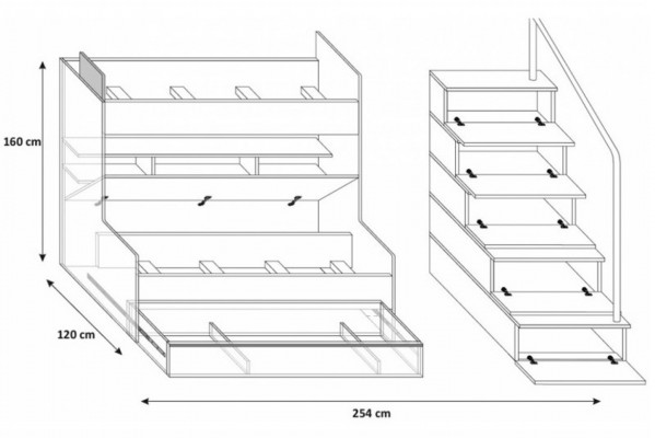 Graues Doppelstockbett Etagen Bett Kinderzimmer Betten Hochbett Hochglanz Möbel