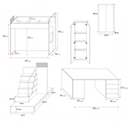 Lila Kinder Hochbett Etagenbett Doppelstockbett Bett Hochglanz Möbel