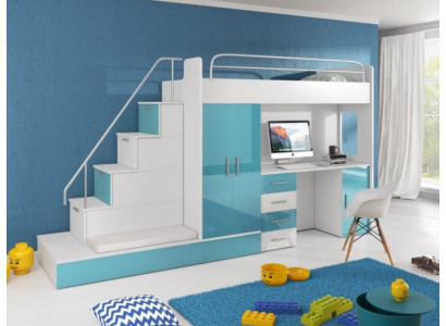 Etagenbett Hochbett Blau Kinderzimmer Betten Hochbetten Etagen Turkis Bett Neu