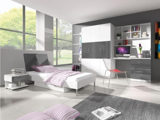 Schreibtisch Hochglanz Grau Tisch Büro Kinderzimmer Jugendzimmer Tische Neu