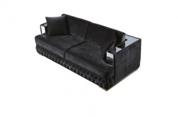 Dreisitzer Chesterfield Couch Schwarz Sofas Textil Leder Sofa Couchen