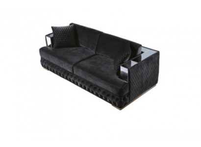 Dreisitzer Chesterfield Couch Schwarz Sofas Textil Leder Sofa Couchen