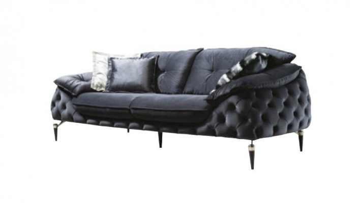 Couch Chesterfield mit Holz Textil Sofagarnitur 331 Sitz Set Polster
