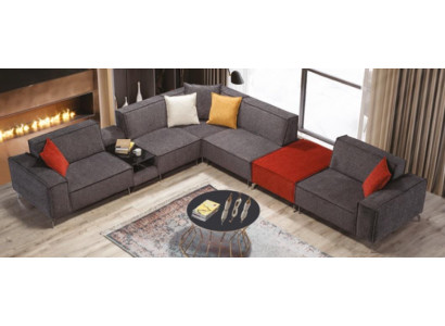 Ecksofa Couch Wohnlandschaft Graue Textil Couchen Sofa Polster Eckgarnitur Neu