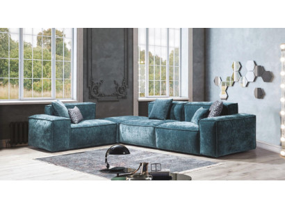 Ecksofa L - Form Blaue Wohnlandschaft Design Couchen Möbel Sofa Couch