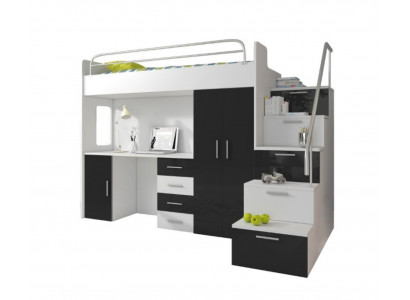 Doppelstockbett Schwarz Tisch Schrank Multifunktion Etagen Hochbett Kinderzimmer