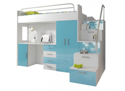 Doppelstockbett Etagenbett Bett Kinderbett Jugendbett Hochbett Blau Kinderzimmer