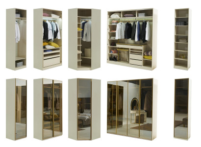 Begehbarer Kleiderschrank Möbel Glasschrank getönte Fronten Schrank Eckschrank