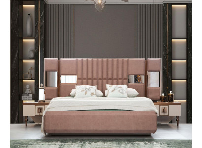 Luxus Bett Schlafzimmer Italienische Möbel Neuartiges Material Holz Braun