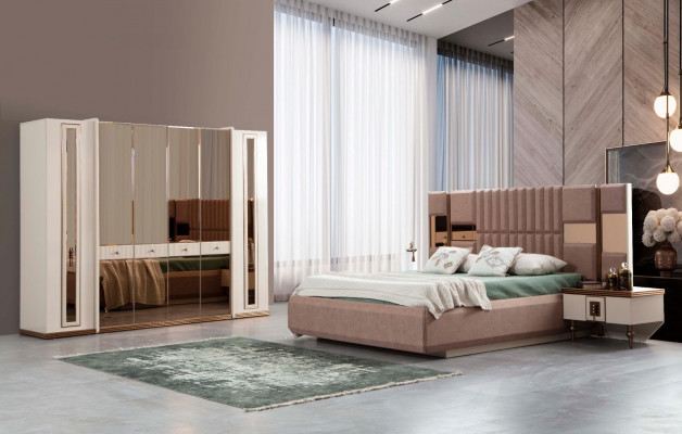 Luxus Bett Schlafzimmer Italienische Möbel Neuartiges Material Holz Braun