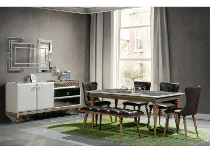 Esszimmer Set Bank Tisch Stühle Essgruppe Tischgarnitur Sideboard 6tlg.
