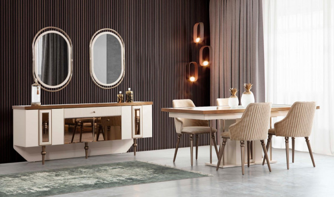 Esszimmer Set 4x Lehnstühle Esstisch Design Möbel Essgruppe Stuhl 5tlg.