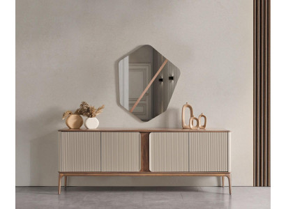 Spiegel Sideboard Kommoden Holz Garnitur Set Kommode Wohnzimmer Beige