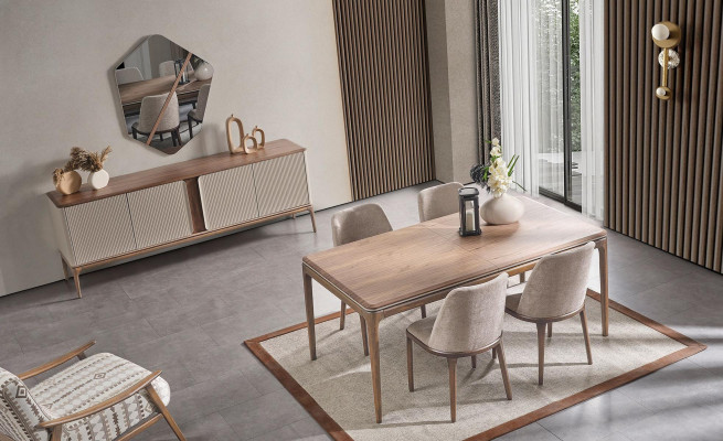 Spiegel Sideboard Kommoden Holz Garnitur Set Kommode Wohnzimmer Beige