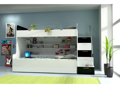 Doppelstockbett Etagenbett Bett Kinderbett Jugendbett Hochbett Neu Schwarz/Weiß