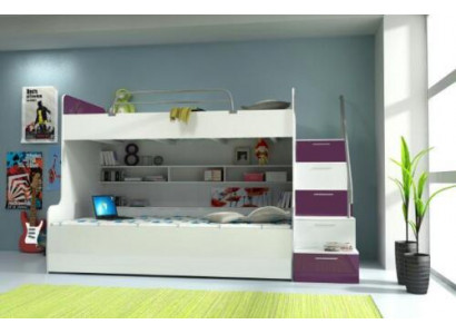 Doppelstockbett Etagenbett Bett Kinderbett Jugendbett Hochbett Neu Violett/Weiß