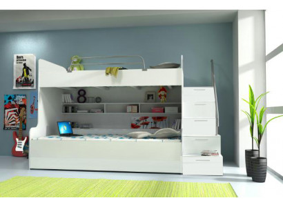Doppelstockbett Etagenbett Bett Kinderbett Jugendbett Hochbett Neu Weiß/Weiß