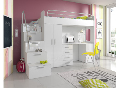 Doppelstockbett Etagenbett Doppelbett Jugend Bett Betten mit Schrank Tisch RAJ4w