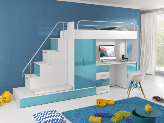 Jugendzimmer Doppelstockbett Etagenbett Kleiderschrank Schreibtisch RAJ 5 SOFORT