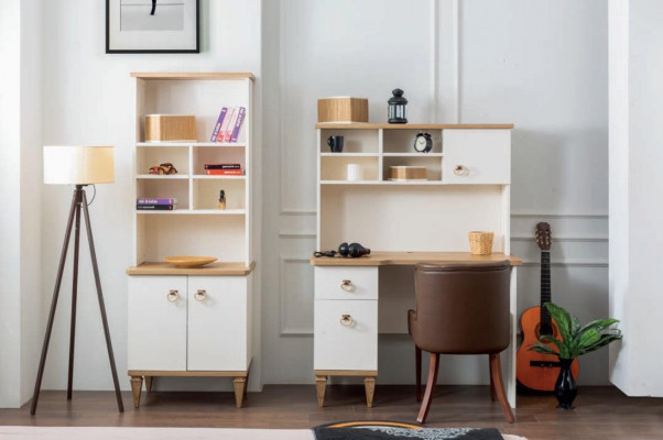 Büro Set Schreibtisch Beige Bücherregal Schreibtische Sekretär Design 2tlg. Neu