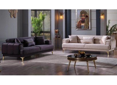 Wohnzimmer Sofa-Set Dreisitzer Polstergarnitur Komplettes Möbel Set 2tlg