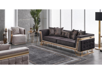 Polstergarnitur Luxus Sofas Dreisitzer Sessel Moderne Wohnzimmer Couch
