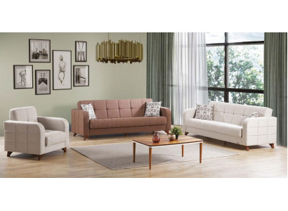 Luxus Sofagarnitur Dreisitzer 3+3+1 Sitz Stoff Sofa Textil Stil Sessel