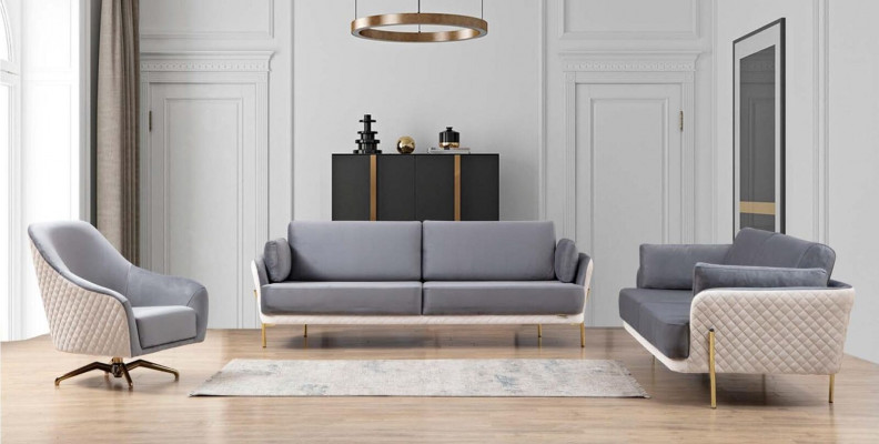 Luxus Garnitur Sofagarnitur 3+3+1 Sitzer Sofas Sessel Stoff 3tlg. Sets